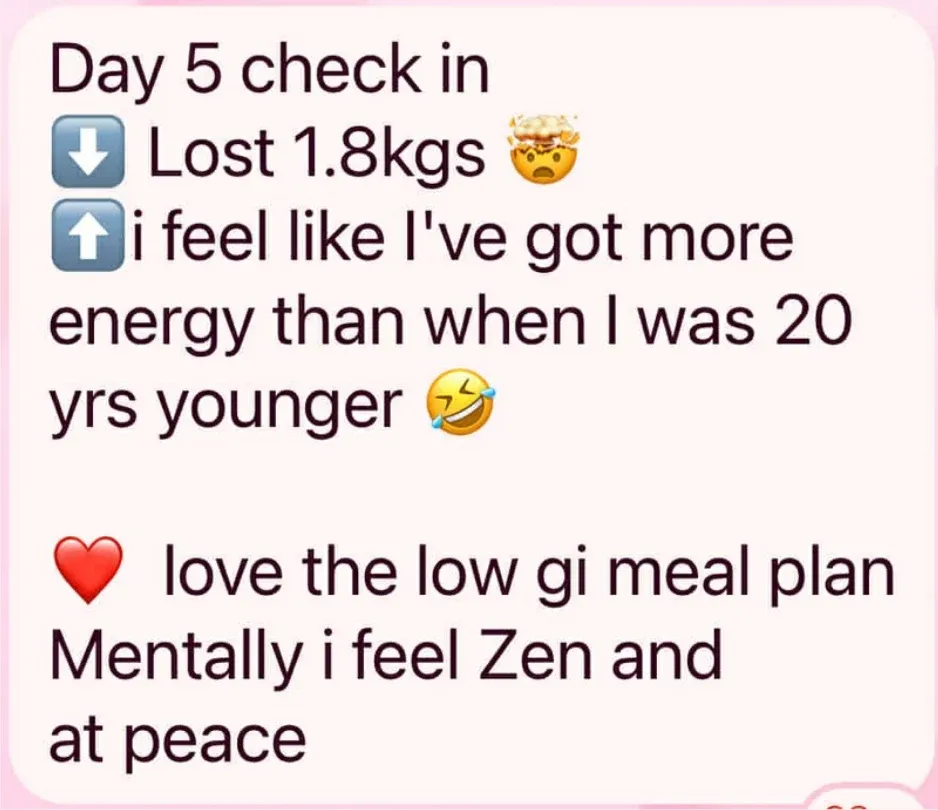 A client's day 5 text message